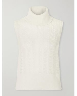 Veronica Beard Mazzy Cashmere Turtleneck Sweater Vest - White