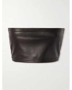Alaïa Cropped Strapless Leather Top - Black
