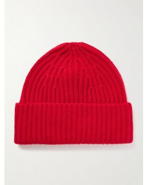 Lisa Yang Martigny Ribbed Cashmere Beanie - Red