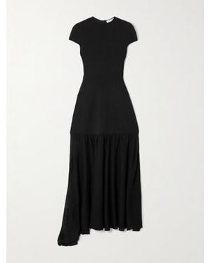 FFORME Sienna Asymmetric Wool-Blend Maxi Dress - Black