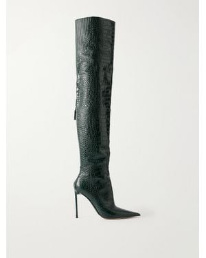 Tom Ford Vertigo 105 Croc-Effect Leather Knee Boots - Green
