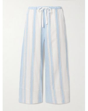 lemlem Desta Striped Cotton-Blend Wide-Leg Pants - White
