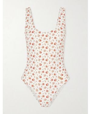 Dolce & Gabbana Floral-Print Swimsuit - White