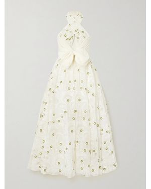 Giambattista Valli Cutout Chiffon-Trimmed Embroidered Silk-Organza Gown - Natural