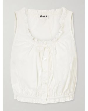 STAUD Sicilia Cropped Cotton Tank - White