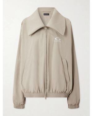 Balenciaga Oversized Embroidered Shell Track Jacket - Natural