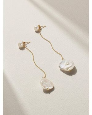 Mateo Duality 14-Karat Pearl Earrings - Natural
