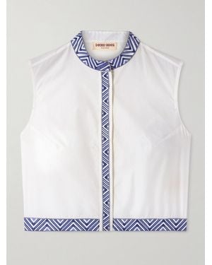 Emporio Sirenuse Andorra Iris Verkürztes Oberteil Aus Popeline Aus Einer Baumwollmischung Mit Stickereien - Weiß