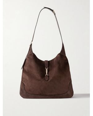 Gucci Jackie 1961 Tote Aus Veloursleder Mit Lederbesätzen - Braun