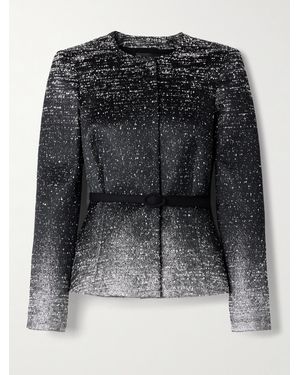Oscar de la Renta Belted Metallic Bouclé-Tweed Jacket - Black