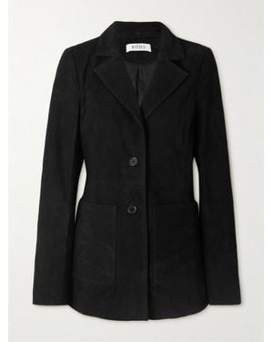 Rohe Blazer Aus Veloursleder - Schwarz