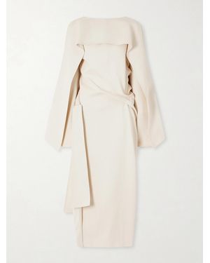 KHAITE Yon Scarf-Detailed Draped Satin-Crepe Midi Dress - Natural