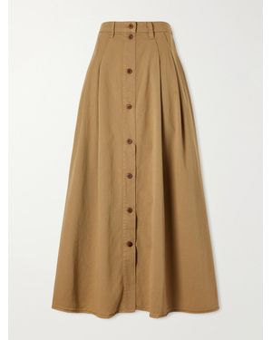 Jamie Haller The Venetian Pleated Cotton-Twill Midi Skirt - Natural