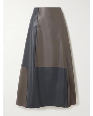 JOSEPH Cezanne Panelled Leather Midi Skirt - Grey
