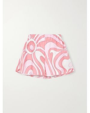 PUCCI Printed Silk-Twill Shorts - Pink