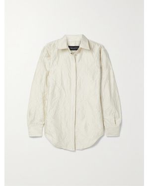 Brandon Maxwell The Allie Crinkled Satin-Twill Shirt - White