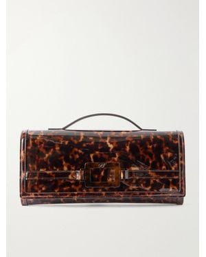 Roger Vivier Belle Vivier Tortioseshell Coated-Woven Clutch - Brown