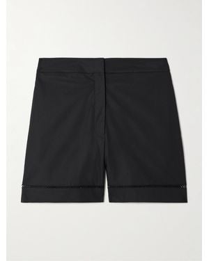 Theory Lace-Trimmed Cotton-Blend Poplin Shorts - Black