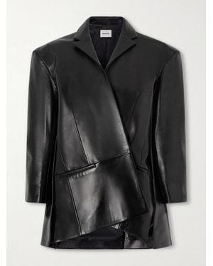 KHAITE Asymmetric Panelled Leather Blazer - Black