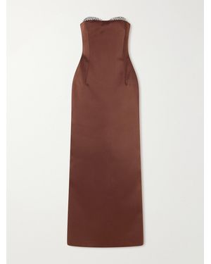 Ilkyaz Ozel Noelie Strapless Crystal-Embellished Satin Gown - Brown