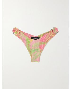 retroféte Kailey Embellished Printed Bikini Briefs - Pink
