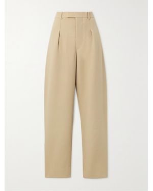 Wardrobe NYC Hailey Bieber Pleated Wool-Crepe Wide-Leg Trousers - Natural