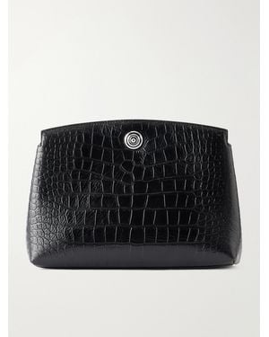 Liffner Pushlock Crocodile-Effect Leather Clutch - Black