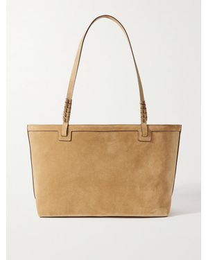 Metier Cala 32 Braided Leather-Trimmed Suede Tote - White
