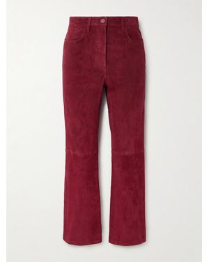 JOSEPH Duke Cropped Suede Straight-Leg Pants - Red