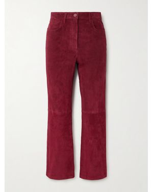 JOSEPH Duke Cropped Suede Straight-Leg Pants - Red