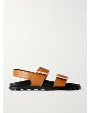 Tod's Buckled Leather Slingback Sandals - White