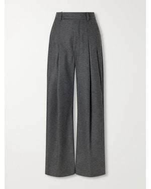 Brunello Cucinelli Pleated Wool And Cashmere-Blend Woven Wide-Leg Trousers - Grey