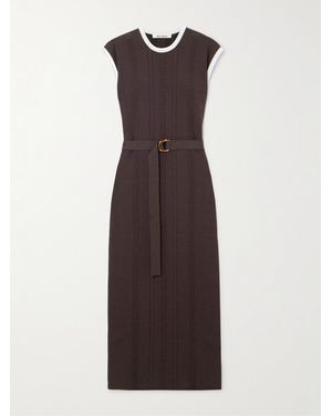 Wales Bonner Rhyme Belted Pointelle-Knit Midi Dress - Brown