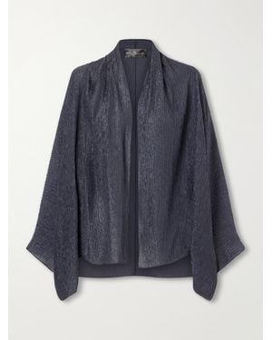 Cortana Anhelo Crinkled Silk-Charmeuse Jacket - Blue