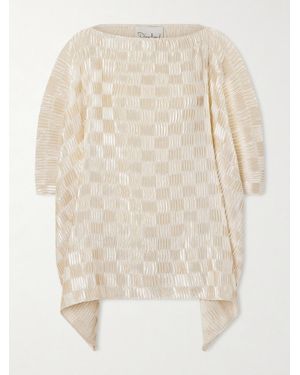 ‎Dima Ayad Plissé-Satin Blouse - Natural