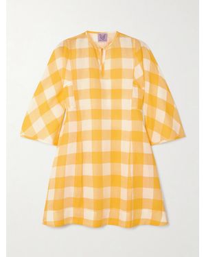 Thierry Colson Rachel Gingham Linen And Cotton-Blend Mini Dress - Yellow