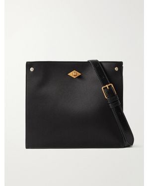 Metier Stowaway Leather-Trimmed Satin Shoulder Bag - Black