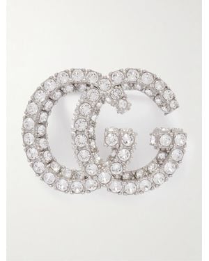 Gucci Marmont-Tone Crystal Brooch - Grey