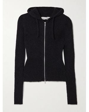 Our Legacy Compact Hooded Ribbed Brushed Alpaca-Blend Cardigan - Black