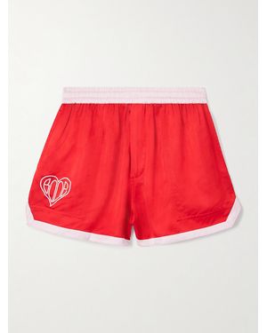 Bode Embroidered Two-Tone Satin Shorts