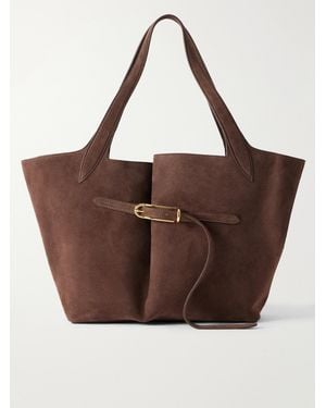 Liffner Belted Suede Tote - Brown