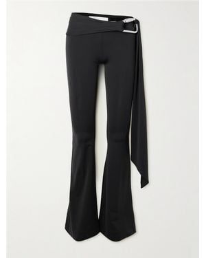 Conner Ives Embellished Draped Stretch-Jersey Flared Track Trousers - Black