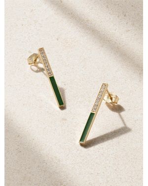 Alison Lou Boucles D'Oreilles En Or 14 Carats (585/1000) Diamants Et Émail Linear Medium - Neutre