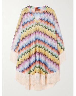 Missoni Mare Kaftan Aus Gestreiftem Häkelstrick Mit Fransen - Mehrfarbig