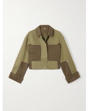 Cult Gaia Anders Verkürzte, Zweifarbige Jacke Aus Twill Aus Einer Hanf-Baumwollmischung - Grün