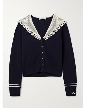 Sea Marie Cardigan Aus Merinowolle Mit Besatz Aus Gehäkelter Baumwolle - Blau