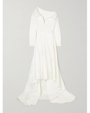Danielle Frankel Lou Off-The-Shoulder Cotton-Blend Poplin Gown - White