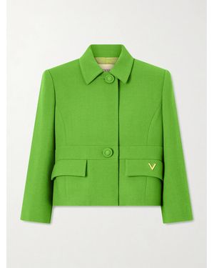 Valentino Garavani Cropped Wool-Crepe Jacket - Green