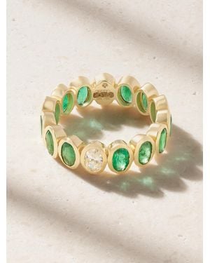 SHAY Ring Aus 18 Karat Mit Smaragden Und Diamant - Grau