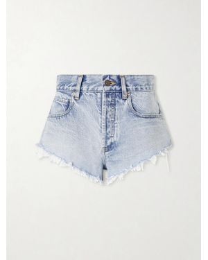 Balenciaga Frayed Denim Shorts - Blue